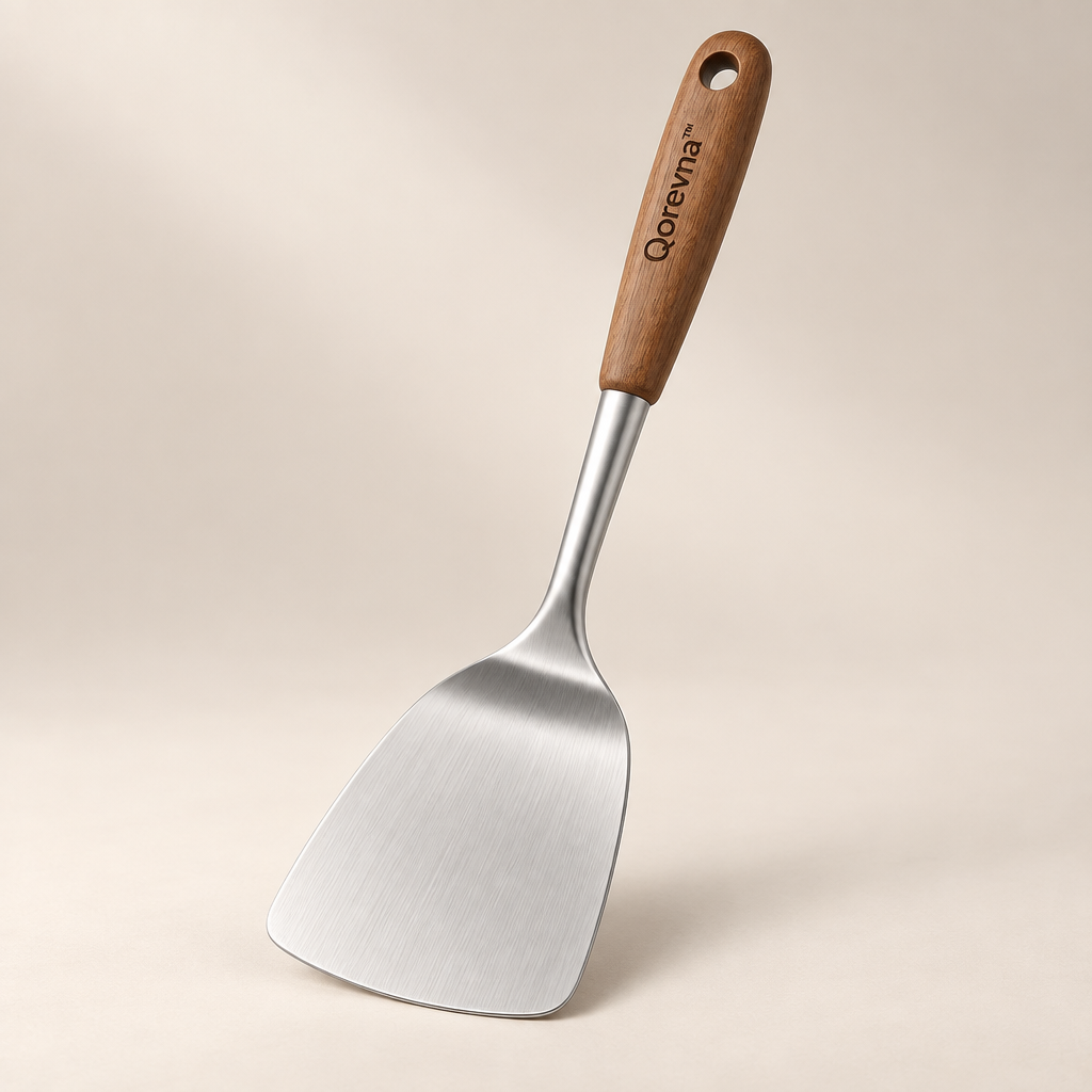 Qorevna™ Stainless Steel Wood-Handle Cooking Spatula image 01
