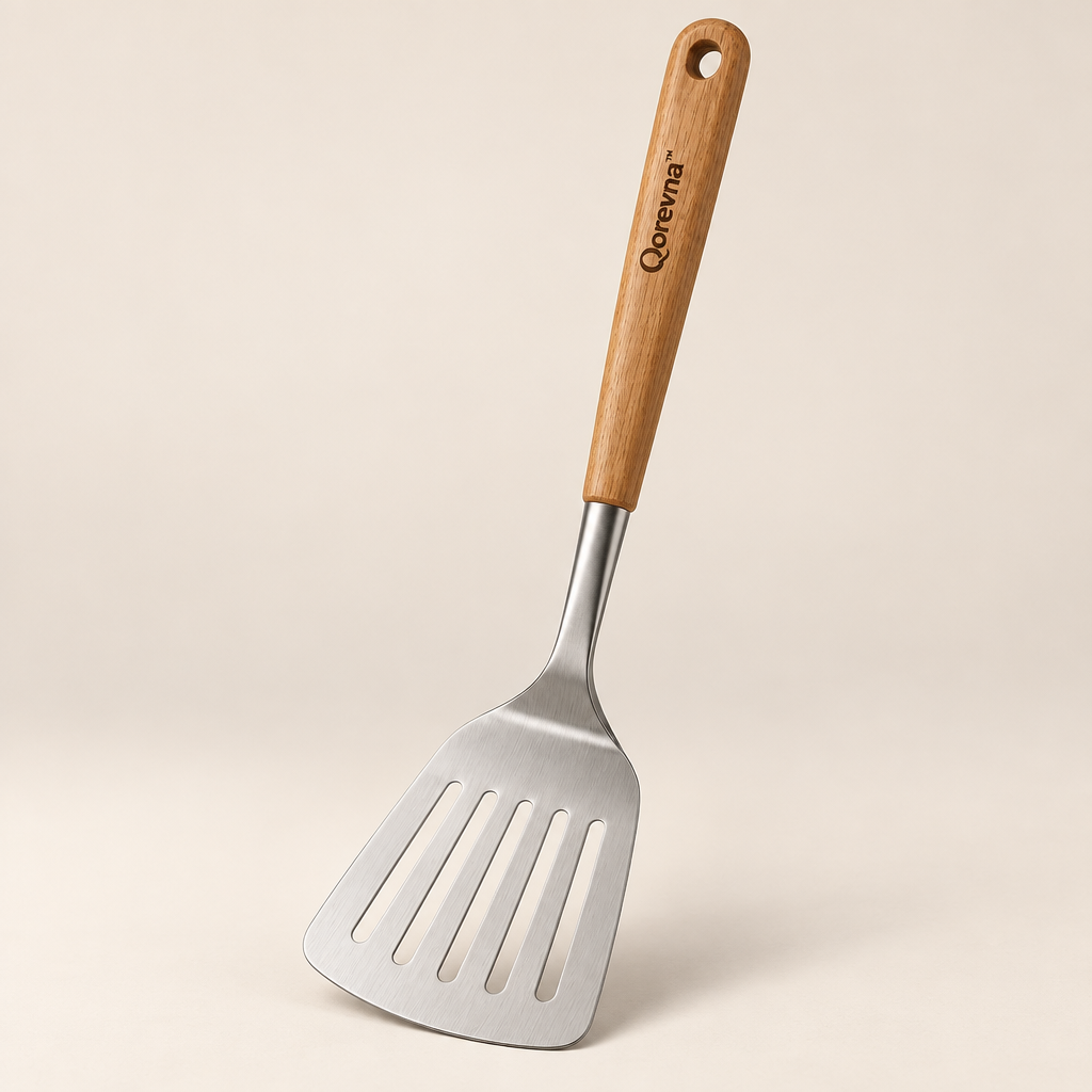 Qorevna™ Extended Wood-Handle Slotted Spatula image 01